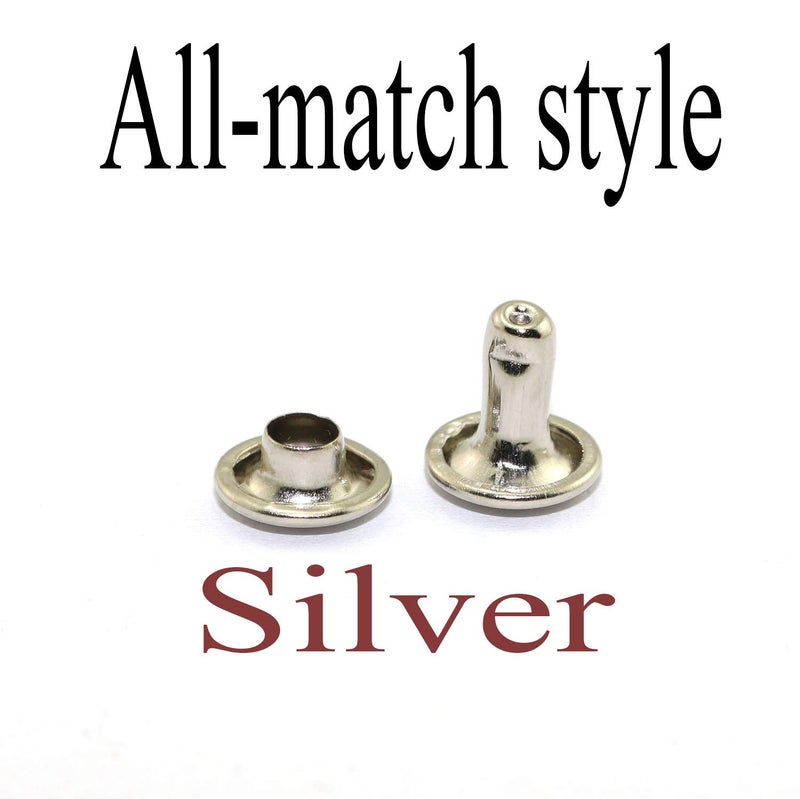 RuiLing 120pcs 8x8mm Silver Double Cap Rapid Rivets Round Head Decorative Rivets DIY Leather Craft Studs 5/16 inch - Image 3